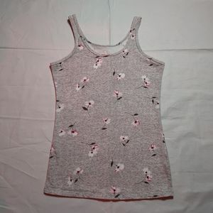 Authentic American Heritage Tank Top Women's Small Gray Floral Round Neck Shirt